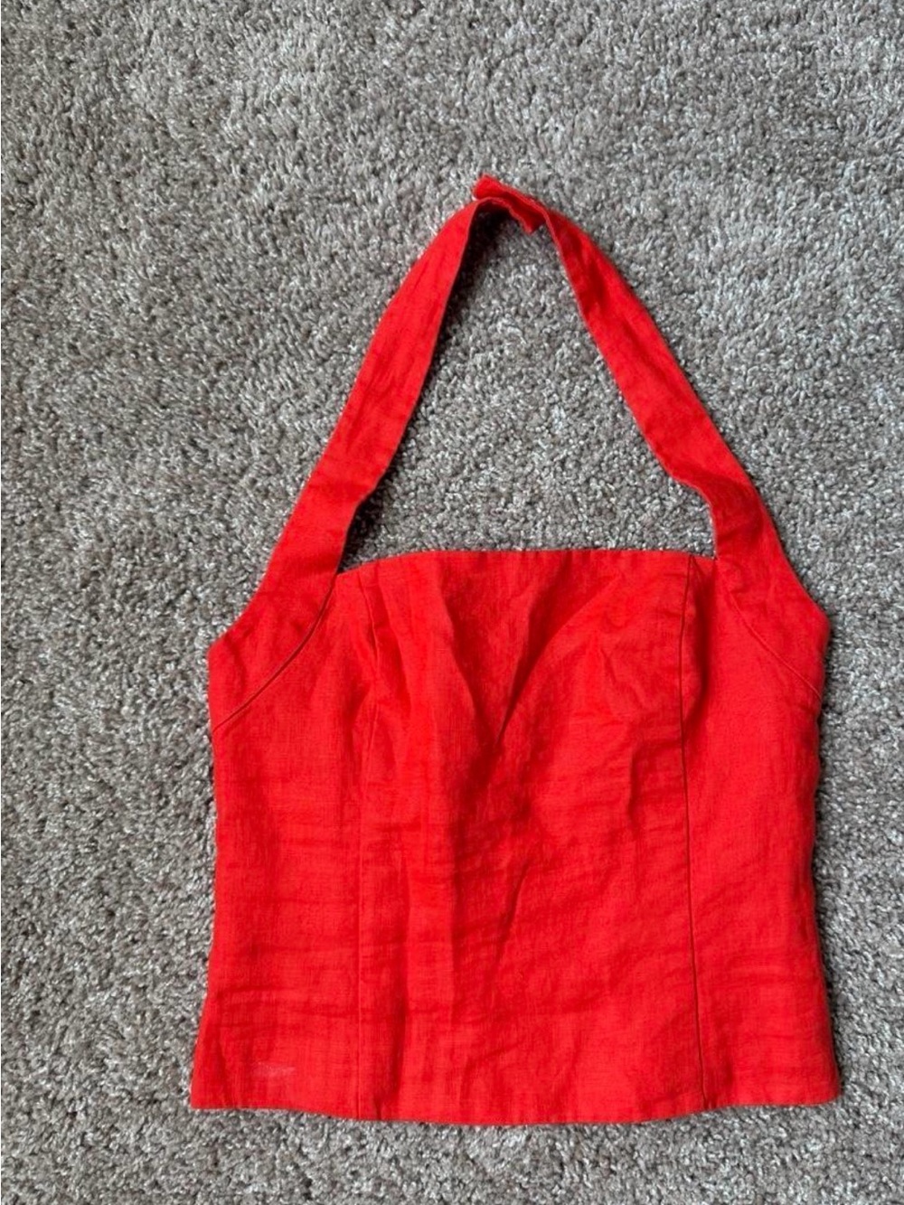 Aritzia whisper linen cherry Red Halter Linen Blend Top